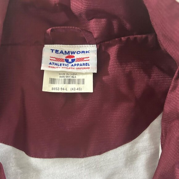 Teamwork Sport Jacket Size XL Red Long Sleeve Sweatshirt Zip Up Front Pockets - Picture 6 of 12